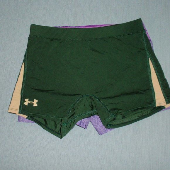 Lot of 2 Under Armour Shorts Tight Bike Purple Green S - Picture 8 of 10